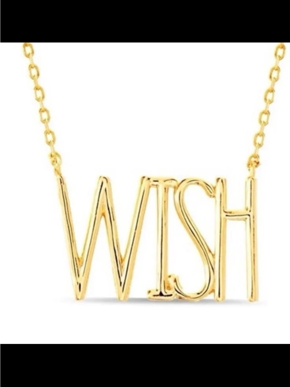 Rae Dunn inspirational WISH station necklace in yellow gold plated sterling silv